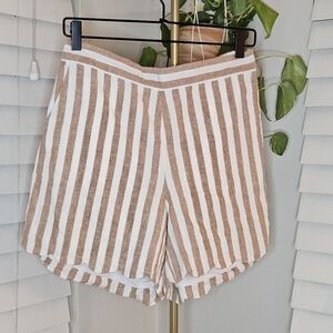 Striped Brown and White Women's Shorts
